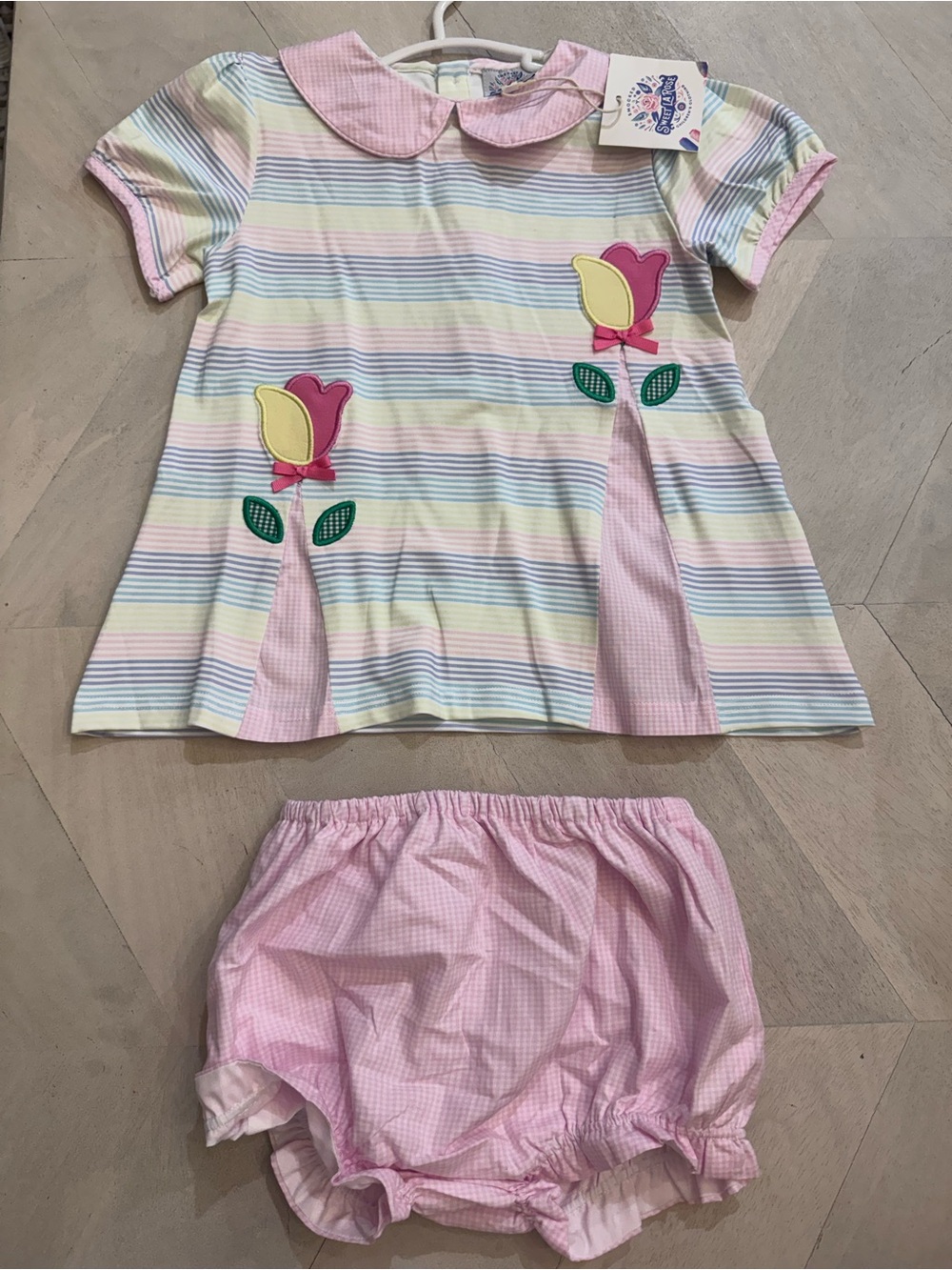 Striped Tulip Dress & Bloomers Set NWT